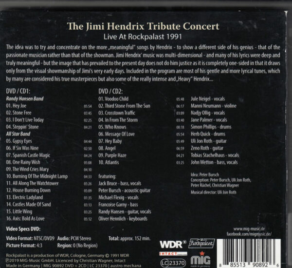 DVD + 2 CD The Jimi Hendrix Tribute Concert Live At Rockpalast – Bild 2